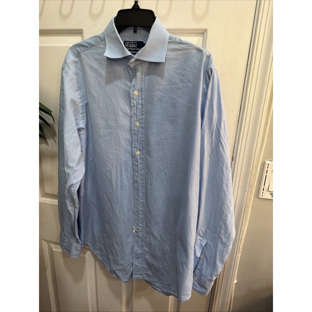 Polo By Ralph Lauren  Men's 16-34 Light‎ Blue Fitted Dress Shirt 515